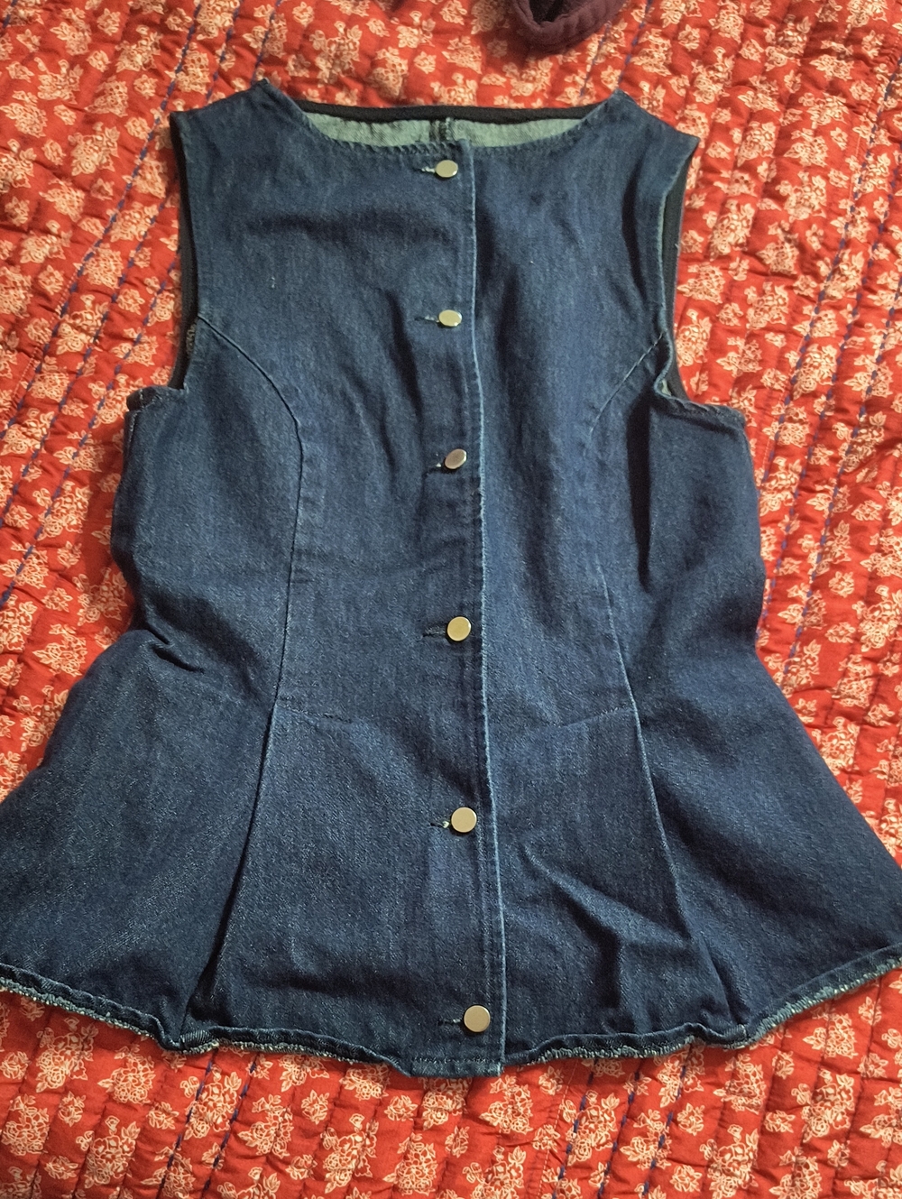 ASOS Sleeveless Dark Blue Denim Button-Front Top
